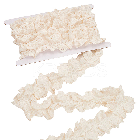 3 Yards Cotton Flower Embroidery Pleated Lace Ribbon OCOR-MA0001-14A-1