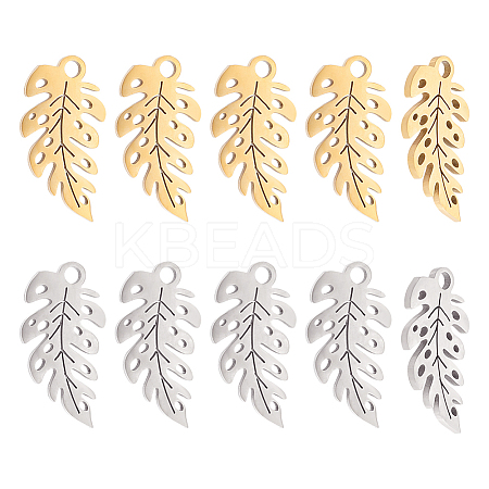 16Pcs 2 Colors 304 Stainless Steel Pendants STAS-UN0039-51-1