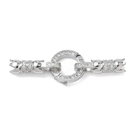 Ring Brass Micro Pave Clear Cubic Zirconia Fold Over Clasps KK-Z143-12P-1