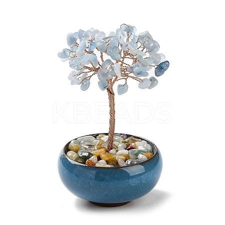 Natural Aquamarine Chips Tree Decorations DJEW-M012-02B-1