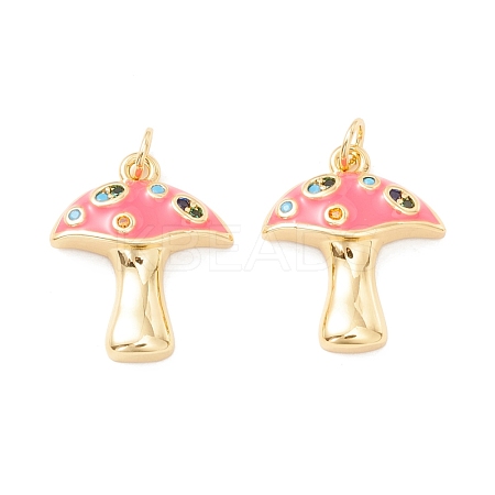 Autumn Theme Rack Plating Brass Micro Pave Colorful Cubic Zirconia Pendants KK-D073-06G-04-1