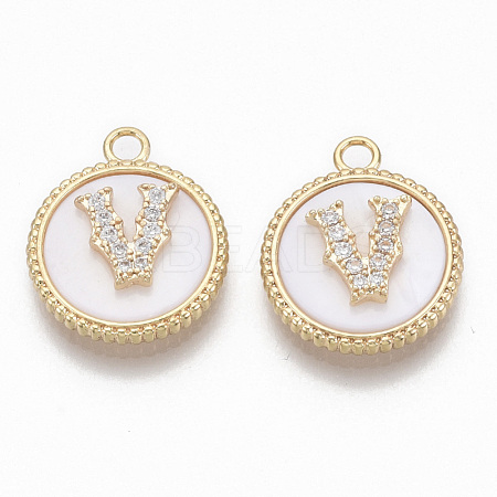 Brass Micro Pave Cubic Zirconia Pendants KK-T062-04V-NF-1