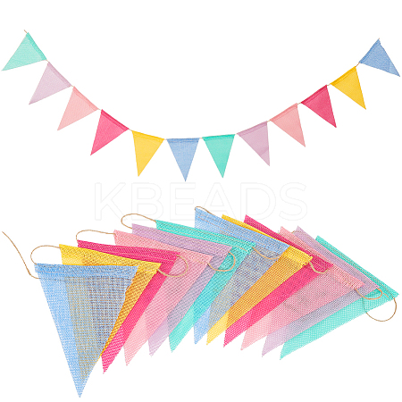 Imitated Burlap Bunting Triangle Flag Banner FIND-WH20019-120-1