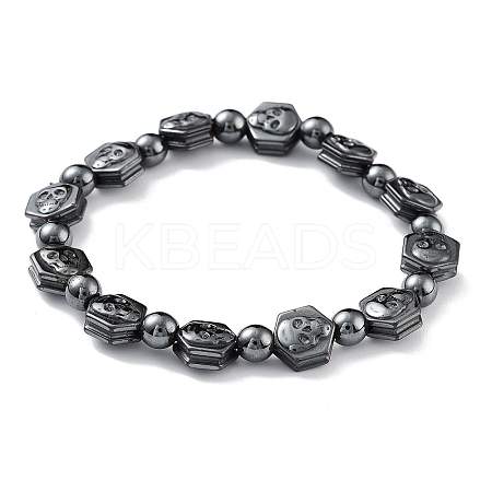Non-Magnetic Synthetic Hematite Beaded Stretch Bracelets BJEW-H589-01C-1