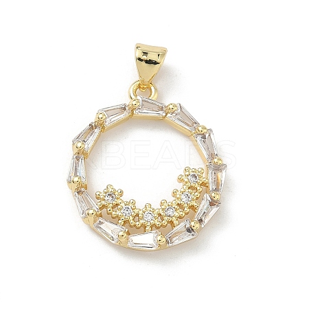 Christmas Brass Micro Pave Cubic Zirconia Pendants KK-H537-21G-1