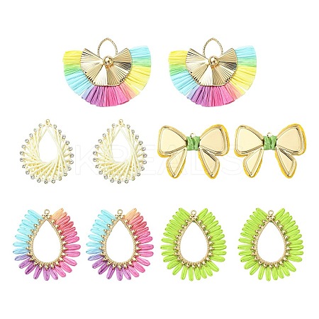 10Pcs 5 Styles Alloy with Paper Pendants FIND-CJ0004-51-1