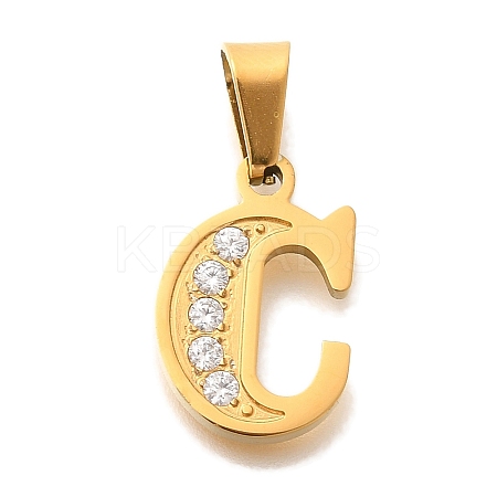 Ion Plating(IP) 304 Stainless Steel Rhinestone Pendants STAS-U035-01G-C-1