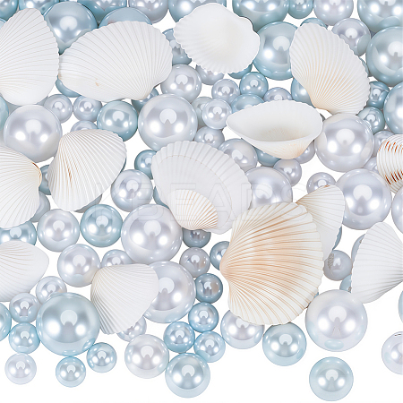 140Pcs 3 Styles ABS Plastic Imitation Pearl Round Beads KY-SP0001-64-1