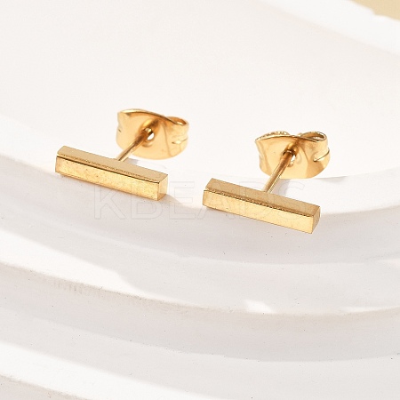 Cuboid Ion Plating(IP) 304 Stainless Steel Stud Crawler Earrings EJEW-O052-45G-1