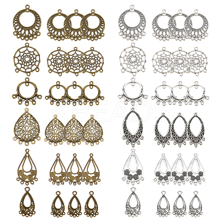 48Pcs 6 Style Tibetan Style Chandelier Component Links TIBE-SC0001-46-1
