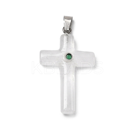 Natural Quartz Crystal Cross Pendants KK-D021-04K-P-1