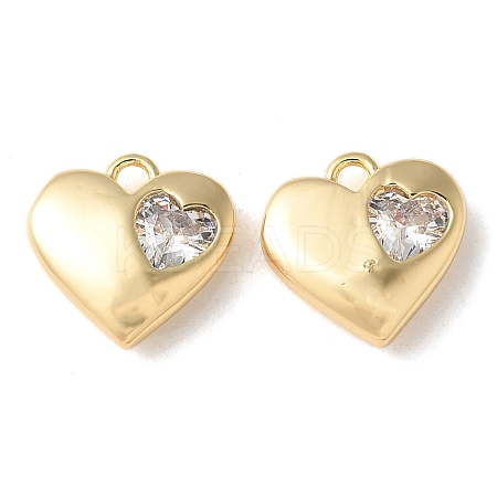 Brass Micro Pave Clear Cubic Zirconia Pendants KK-Q031-44G-01-1