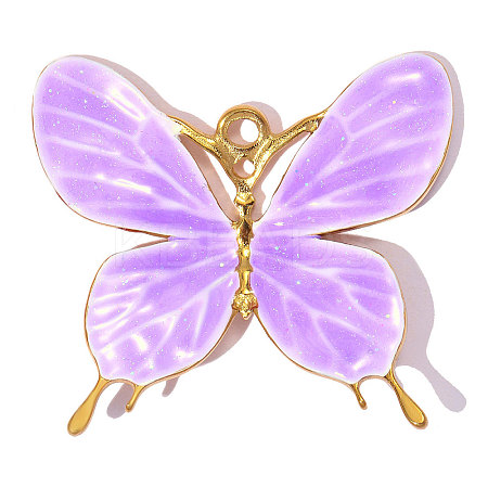 304 Stainless Steel with Purple Enamel Pendants SA-OY001-27G-02-1