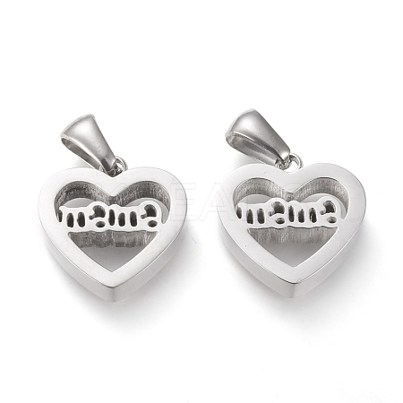 Non-Tarnish Mother's Day 304 Stainless Steel Pendants STAS-F253-01P-1