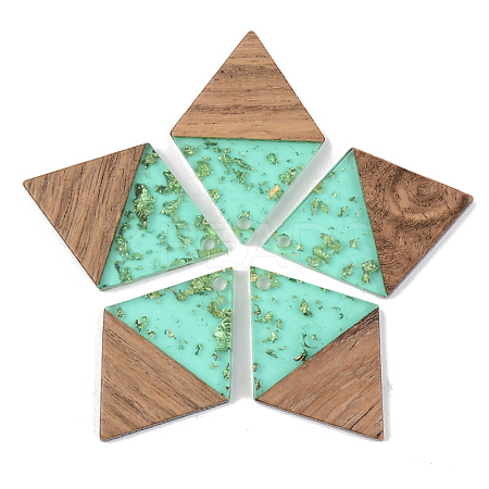Transparent Resin & Walnut Wood Pendants RESI-S389-012A-B02-1