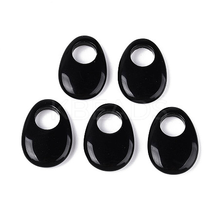 Natural Obsidian Large Hole Pendants G-N348-06B-12-1