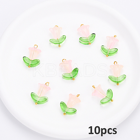 10Pcs Glass Pendants PALLOY-YW00040-08-1