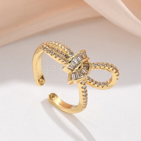 Brass Micro Pave Clear Cubic Zirconia Finger Rings RJEW-C120-27B-G-1