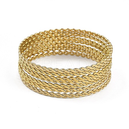 7Pcs Vacuum Plating PVD Vacuum Plating 201 Stainless Steel Bangles Sets BJEW-F476-06G-02-1