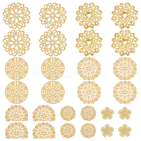 42Pcs 7 Styles Iron & Brass Filgree Joiners IFIN-UN0001-20-1