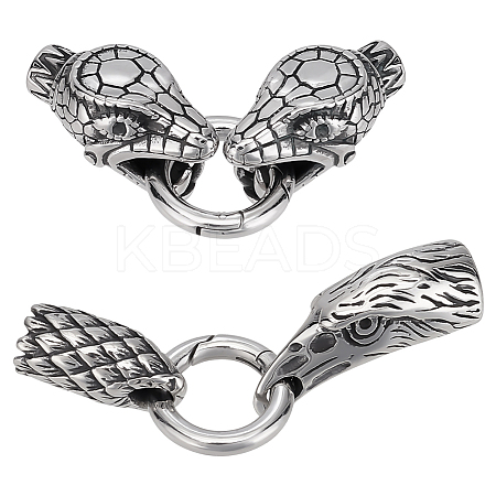 2 Sets 2 Styles Tibetan Style 304 Stainless Steel Spring Gate Rings FIND-PH0025-51A-1
