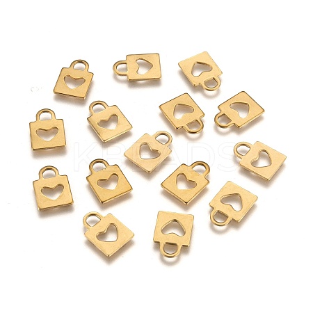 Padlock Ion Plating(IP) 304 Stainless Steel Charms X-STAS-L159-13G-1