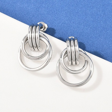 304 Stainless Steel Twist Ring Stud Earrings EJEW-P324-06P-1