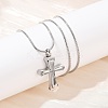 304 Stainless Steel Cross Pendant Pet Urn Ashes Necklaces LS-NJEW-S455-02P-1