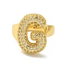 Letter Brass Micro Pave Clear Cubic Zirconia Open Cuff Ring for Women RJEW-N046-03G-G-2