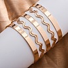 Wave Iron Cuff Bangles for Women BJEW-G741-04KCG-2