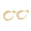 Plastic Pearl Beaded C-shape Stud Earrings with Clear Cubic Zirconia EJEW-C060-03G-1