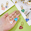 7Pcs 7 Colors Heart with Evil Eye Alloy Enamel Pendant Decorations HJEW-FH0001-74-3