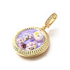 Brass Micro Pave Cubic Zirconia & Enamel Pendants KK-R222-14G-01-2