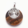 Natural Tiger Eye Pendants G-F573-C15-2