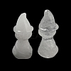 Natural Quartz Crystal Carved Healing Cat with Witch Hat Figurines DJEW-D012-07K-2