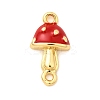 Brass Enamel Autumn Mushroom Connector Charms KK-A266-47G-2