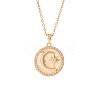 Brass Micro Pave Clear Cubic Zirconia with Natural White Shell Pendant 304 Stainless Steel Cable Chain Necklaces for Women WGAF233-09-2