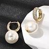 Round Brass Micro Pave Clear Cubic Zirconia Hoop Earrings EJEW-H180-01A-G-2