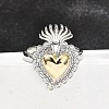 Gothic Style Brass Micro Pave Clear Cubic Zirconia Cuff Rings for Women RJEW-U051-02F-GP-1