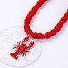 Plastic Lobster Pendant Beaded Necklaces with Alloy End Chains NJEW-D336-01G-2