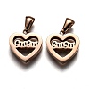 Ion Plating(IP) Mother's Day 304 Stainless Steel Pendants STAS-F253-01RG-1