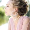 Kissitty 7 Pairs 7 Style Resin Pearl Beaded C-shape & Ring Dangle Stud Earrings FIND-KS0001-16-8