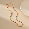 Special-interest Brass Pave Cubic Zirconia Rectangle Link Chain Necklaces for Women FS-WG3A151-01-2