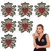 6Pcs Embroidery Beading Felt Cloth Iron On/Sew On Patches with Paillette PATC-HY0002-06-1