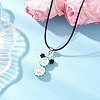 Glass Seed Beads & Glass Pearl Round Beaded Bear Pendant Waxed Cotton Cord Necklaces for Women Men NJEW-MZ00126-04-1