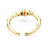 Brass Micro Pave Cubic Zirconia Cuff Rings for Women KK-T071-76G-3