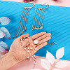 4Pcs Long Chain Tassel Drop Cuff Earrings with Imitation Pearl EJEW-KS0001-04-4