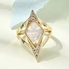 Brass Micro Pave Cubic Zirconia Cuff Rings for Women GG-CBA7610-11G-03-2