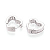 Brass Micro Pave Clear Cubic Zirconia Heart Hoop Earrings EJEW-T048-27P-2
