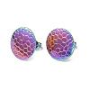 Ion Plating(IP) 304 Stainless Steel Textured Flat Round Stud Earrings for Women EJEW-I285-03MC-1